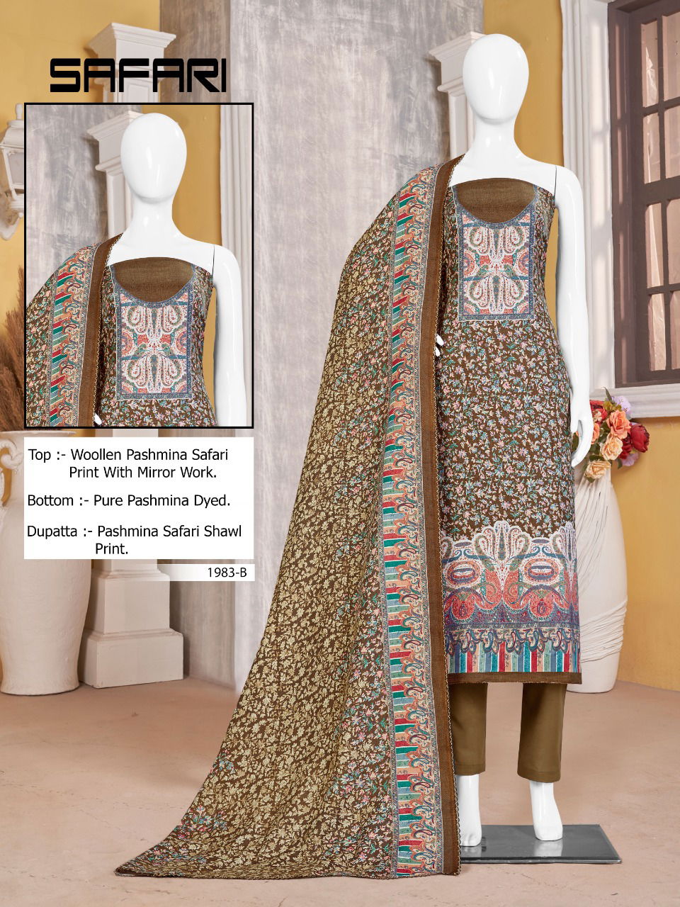 Bipson Safari 1983 Casual Wear Wholesale Pashmina Dress Material